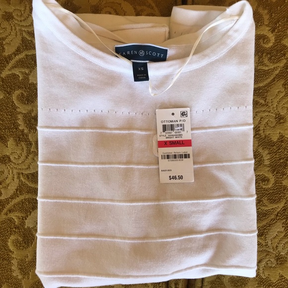 Karen Scott white sweater with crop sleeves - Picture 6 of 7